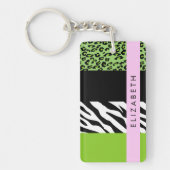 Porte-clés Empreinte de léopard, Zebra Print, Vert, Votre nom (Devant)