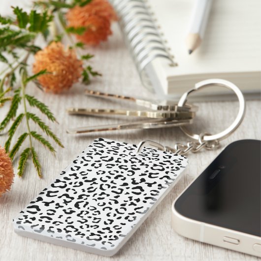 Porte-clés Empreinte de léopard, Zones Léopard, Noir Et Blanc (Devant droit)
