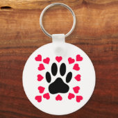 Porte-clés Empreinte de patte Chien Noir Avec Formes Cardiaqu (Recto)