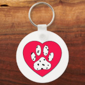 Porte-clés Empreinte de patte dalmate dans le coeur rouge (Recto)