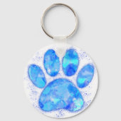 Porte-clés Empreinte de patte d'aquarelle bleu (Verso)