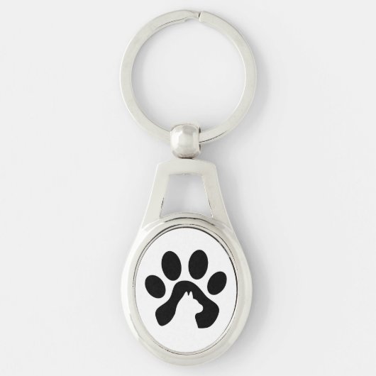 Porte-clés empreinte de patte de chat, idée cadeau (Devant)