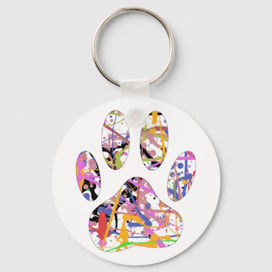 Porte-clés Empreinte de patte de chien de peinture (Recto)