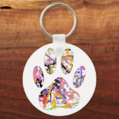 Porte-clés Empreinte de patte de chien de peinture (Recto)