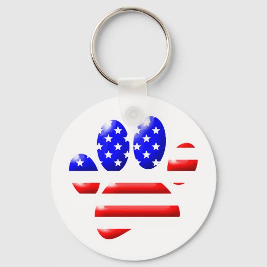 Porte-clés Empreinte de patte de chien Drapeau américain (Recto)