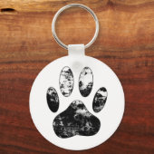 Porte-clés Empreinte de patte de chien gris noir et blanc (Recto)