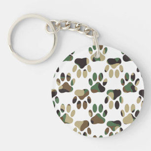 Porte-clés Empreinte de patte de chien Motif Camo