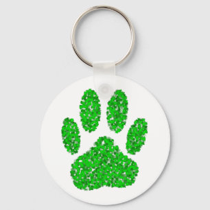 Porte-clés Empreinte de patte de chien vert