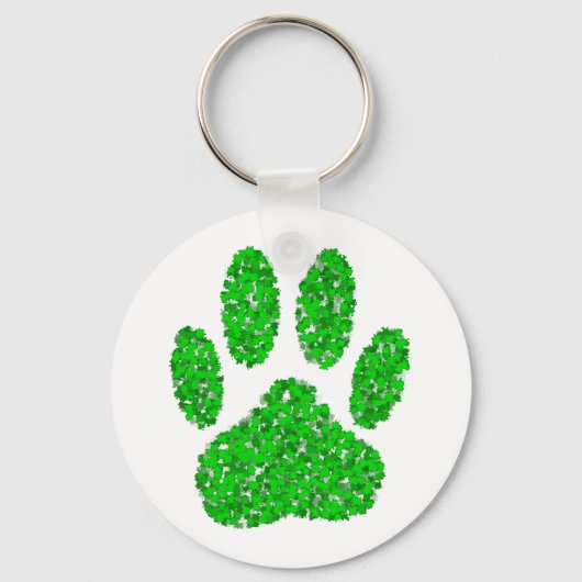Porte-clés Empreinte de patte de chien vert (Recto)