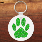 Porte-clés Empreinte de patte de chien vert (Recto)