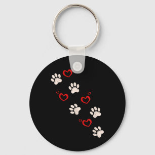 Porte-clés Empreinte de patte de coeur Valentines Jour Amoure
