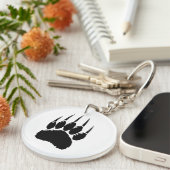 Porte-clés Empreinte de patte de l'ours noir brillant (Devant Droit)