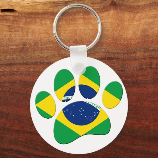 Porte-clés Empreinte de patte du Drapeau du Brésil (Verso)