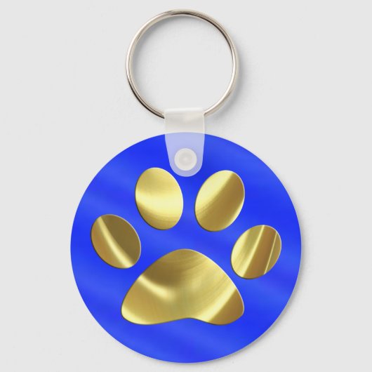 Porte-clés Empreinte de patte Gold sur Blue Cat (Recto)