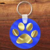 Porte-clés Empreinte de patte Gold sur Blue Cat (Recto)