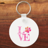 Porte-clés Empreinte de patte LOVE Rose Orange Famille Animau (Verso)