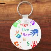 Porte-clés Empreintes à main de peinture Anniversaire avec no (Recto)