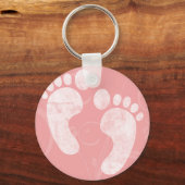 Porte-clés Empreintes de bébé rose/blanc (Recto)