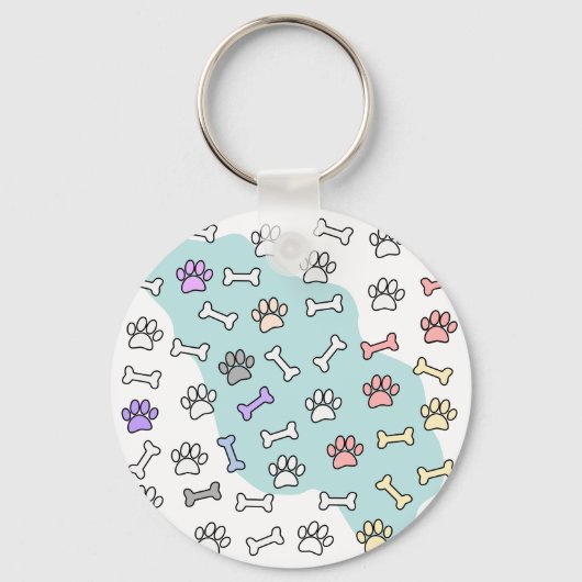 Porte-clés Empreintes de pattes De Chien Et Motif D'Art Des O (Recto)