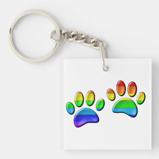 Porte-clés Empreintes de pattes de Faux 3D Rainbow Dog (Devant)