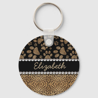 Porte-clés Empreintes de pattes Leopard Spot Rhinestone IMPRI