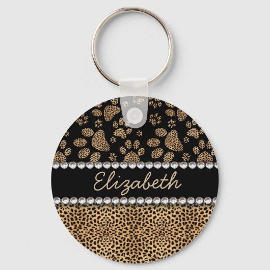 Porte-clés Empreintes de pattes Leopard Spot Rhinestone IMPRI (Recto)