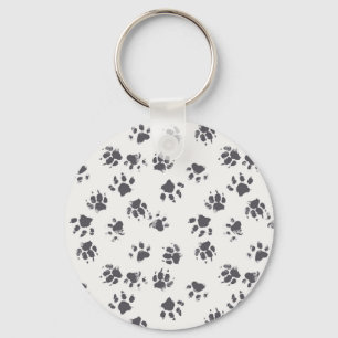 Porte-clés Empreintes Paw : Chien Monochrome Sans Seamless.