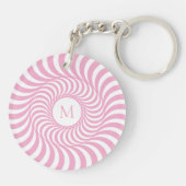Porte-clés en acrylique à monogramme initial rose (Dos)