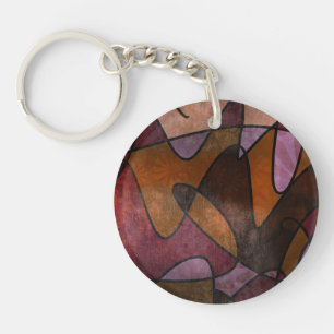 Porte-clés en acrylique abstrait violet, marron, b