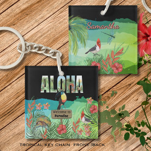 Porte-clés en acrylique Aloha Paradis Tropical
