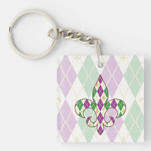 Porte-clés en acrylique Argyle Mardi Gras (Devant)