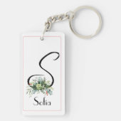 Porte-clés en acrylique avec nom en aquarelle mono (Dos)