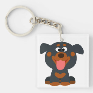 Porte-clés en acrylique bébé Rottweiler dessin ani