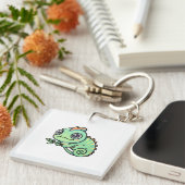Porte-clés en acrylique Caméléon Vert Bébé Mignon (Devant Droit)