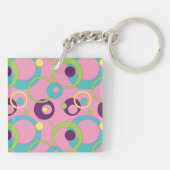 Porte-clés en acrylique Cercles Roses Funky (Dos)