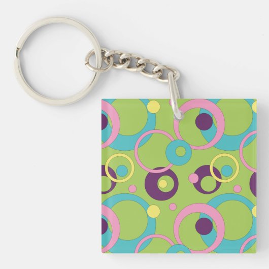 Porte-clés en acrylique Cercles Verts Funky (Devant)