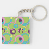 Porte-clés en acrylique Cercles Verts Funky (Dos)