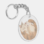 Porte-clés en acrylique Chat Calico Endormi (Devant gauche)
