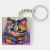Porte-clés en acrylique Chaton Tortie Arc-en-ciel (Dos)