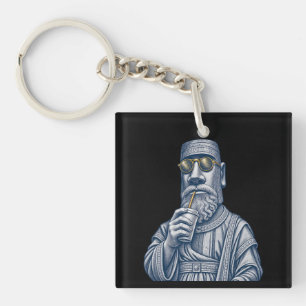 Porte-clés en acrylique Cool Stone Man Art Vintage