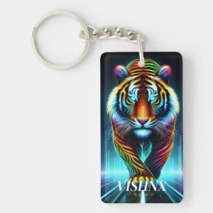 Porte-clés en acrylique Cosmic Neon Tiger - Concep