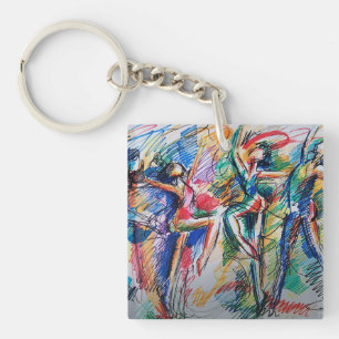 Porte-clés en acrylique Danseurs Abstraits Rythme