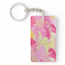 Porte-clés en acrylique d'art abstrait rose