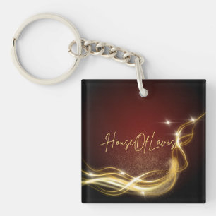 Porte-clés en acrylique de luxe Bokeh Or Bourgogne