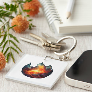 Porte-clés en acrylique - Dessin de flammes