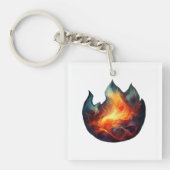 Porte-clés en acrylique - Dessin de flammes (Devant)