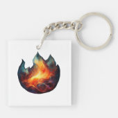 Porte-clés en acrylique - Dessin de flammes (Dos)
