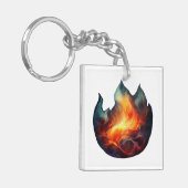 Porte-clés en acrylique - Dessin de flammes (Devant gauche)