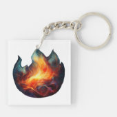 Porte-clés en acrylique - Dessin de flammes (Dos)