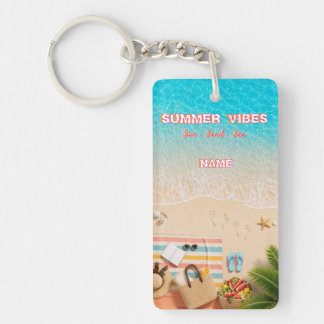 Porte-clés en acrylique d'été de plage esthétique